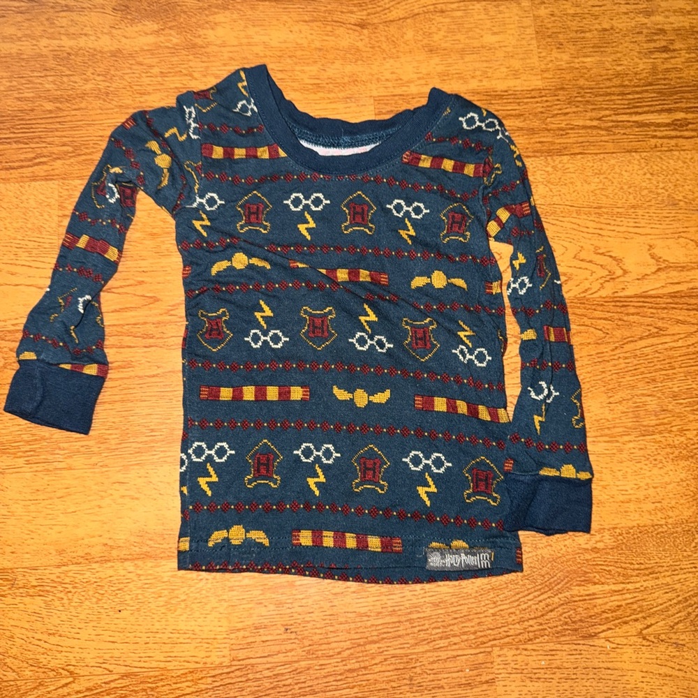 Warner Bros. Navy Blue Long-Sleeve Wizard Pattern Top Harry Potter